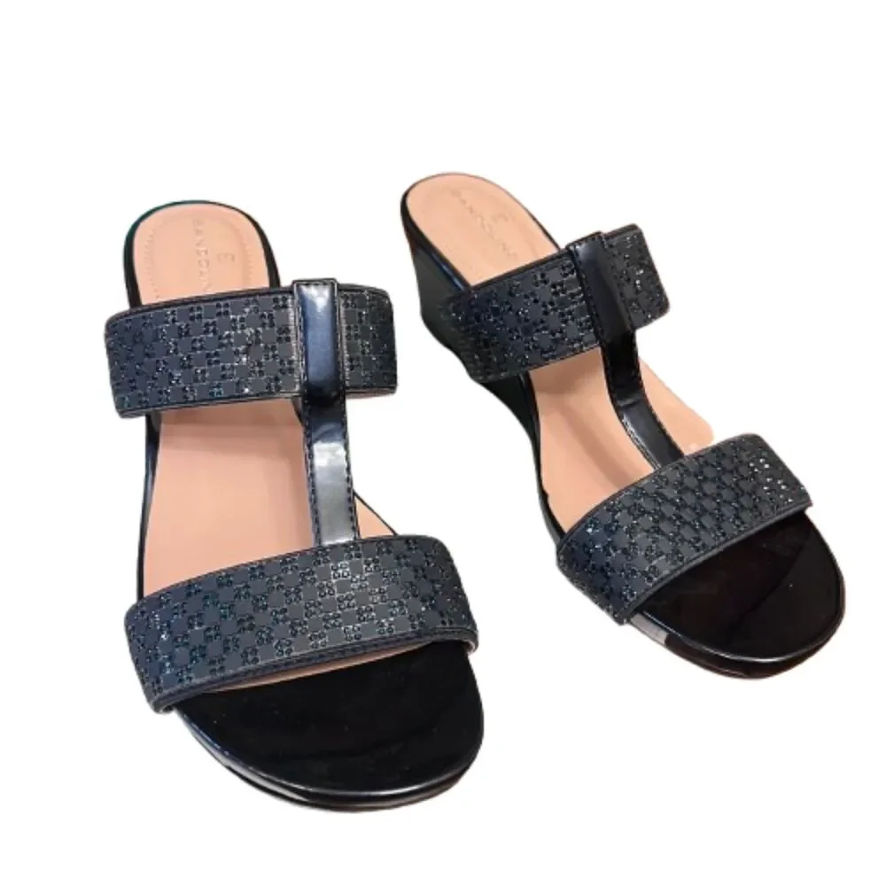 Bandolino NWOB Women's Lluvit Crystal-Encrusted Wedge Heeled Sandals Size 7.5M - Picture 3 of 7